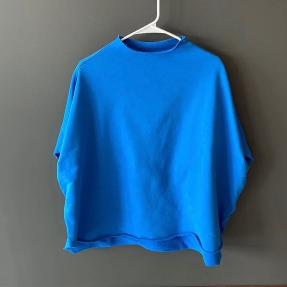 Frank and Eileen funnel neck fleece OS rare blue